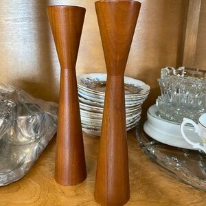 Mid century modern Wooden Candle Holders